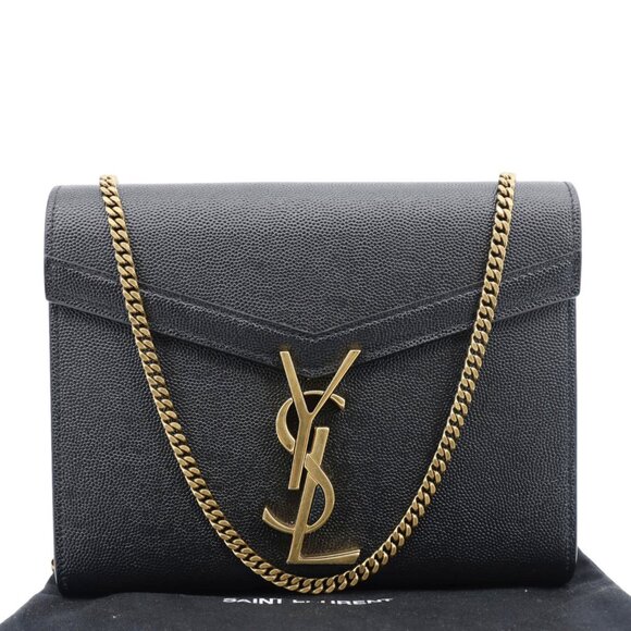 Yves Saint Laurent Cassandra Matelasse Grain De Poudre Chain Wallet Black - Picture 3 of 14